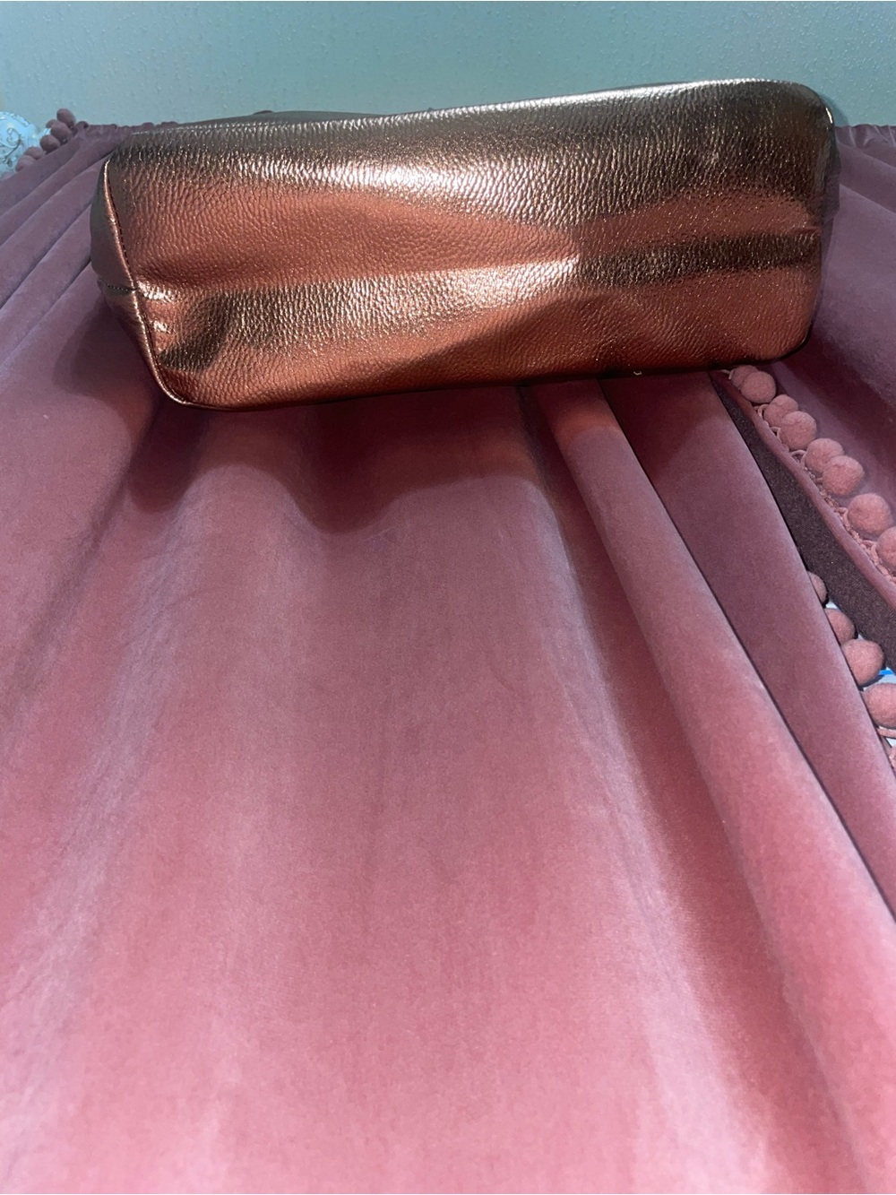 Metallic Gold Tote Bag with Tassel - Picture 4 of 7